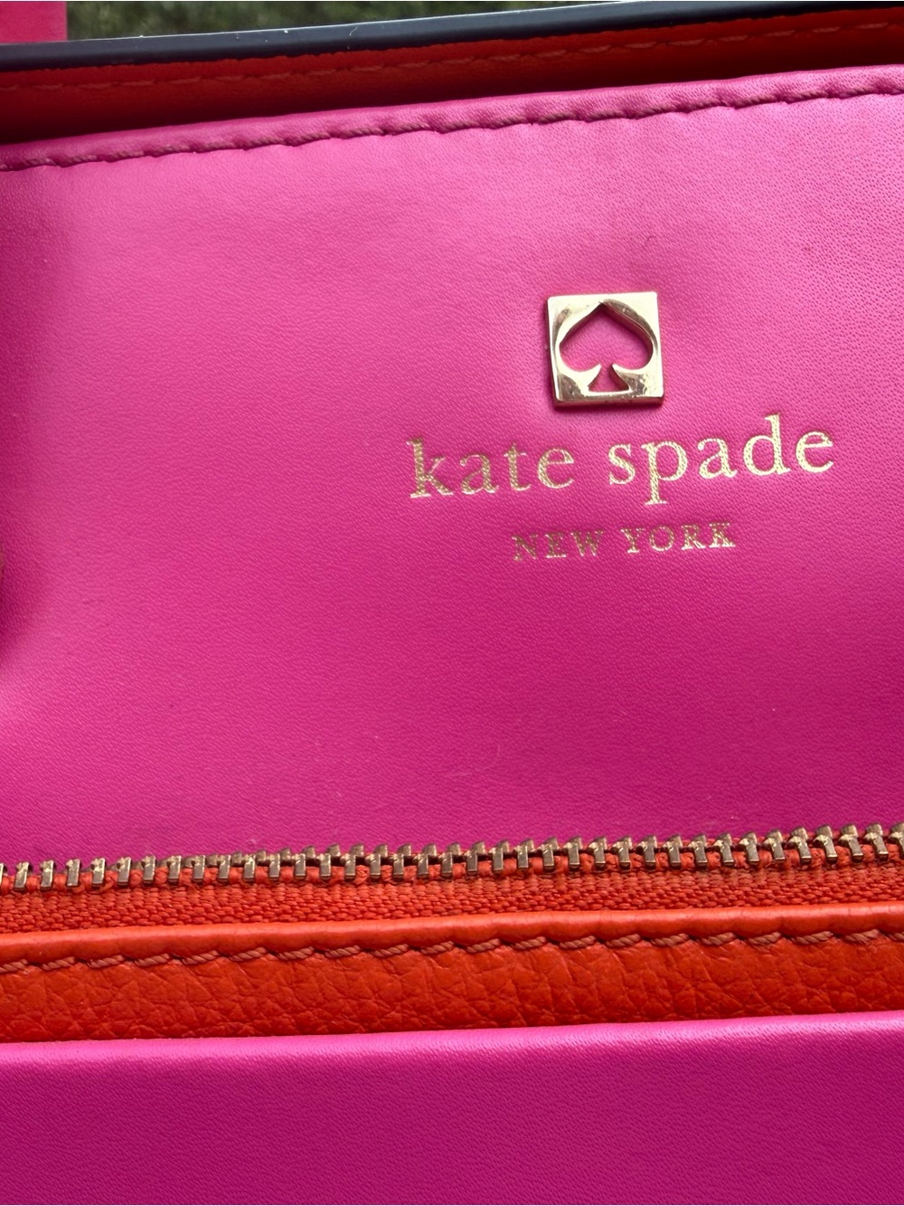 kate spade Two-Tone Hot Pink and Orange Leather Satchel Crossbody